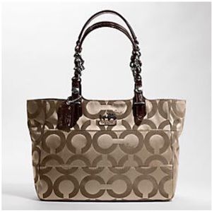 COACH SIGNATURE Tribeca Op Art Sateen Purse